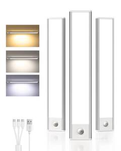 lot 9857 image: Under Cabinet Lighting Wireless,Rechargeable Battery Motion Sensor Light Indoor,LED Closet Lights USB Charging,3 Color Dimmable Under Cabinet Lights for Kitchen, Cabinet, Wardrobe (3 Pcs)12in