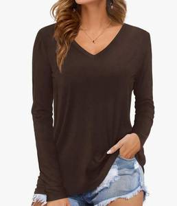 lot 9933 image: Womens Tshirt V Neck Short Sleeve Top Tee Solid Color Blouse 2XL