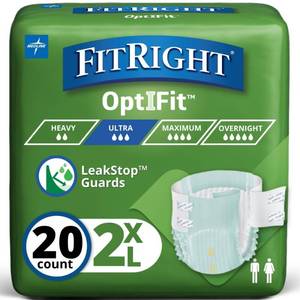 lot 4020 image: Medline FITULTRAXXLZ FitRight Ultra Briefs, XX-Large (Pack of 20)