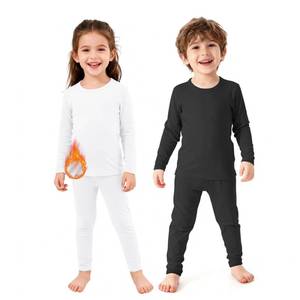 lot 4038 image: Zando Toddler Thermal Set 2T - Kids Thermals Top and Bottom Winter Warm Toddler Long Johns 3T Fleece Lined Compression Shirt Leggings Pants Thermal Base Layer for Boys Girls 2 Set Black White