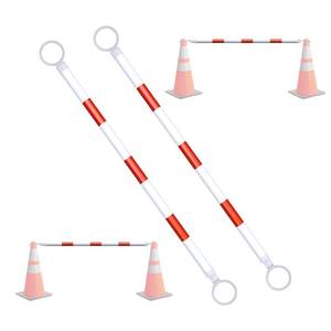 lot 4039 image: AIWFL 2 Pack Retractable Traffic Cone Bar from 3.8ft to 6.56ft, Expandable Traffic Cone Bar for Parking Lots Reflective Safety Cone Barrier Bar for Road Construction WhiteRed, Retail $32
