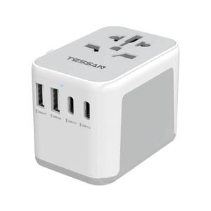 lot 4040 image: TESSAN Universal Travel Adapter 21W, International Plug Adaptor with 2 USB C Wall Charger 2 USB A Ports, Worldwide Power Outlet Travel Essentials for US to European EU UK AUS (Type CGAI)