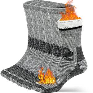 lot 4042 image: Buttons & Pleats Wool Socks for Men Women Merino Thermal Warm Cozy Winter Fuzzy Boot Sock Charcoal ML