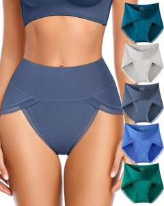 lot 4045 image: UMMISS Womens Underwear Cotton High Wasited Tummy Control Panties High Cut Soft Ladies Briefs 5 Pack XL