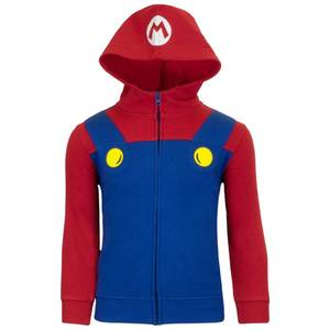 lot 4058 image: Nintendo Super Mario Bros. Boys Hoodies, Zip-Up Hooded Sweatshirts for Boys (Mario, Size 56) RedBlue