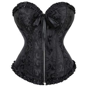 lot 4063 image: COSWE Black Lace Up Corsets for Women, Sexy Corset Lingerie for Women,Front Zipper Corset Top for Women, Medium
