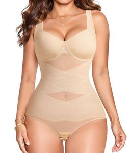 lot 4065 image: Gotoly Shapewear for Women Tummy Control Bodysuit Faja Body Shaper Waist Trainer V Neck Body Suit with Built in Bra(Beige,3X-Large)