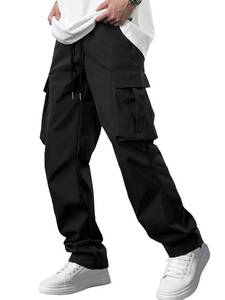 lot 4066 image: Comdecevis Mens Casual Cargo Pants Workout Joggers Stretch Sweatpants Hiking Drawstring Tactical Pants with Multi Pockets Black XL