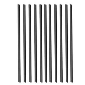 lot 4075 image: HZIU 25 Pack Rectangle Staircase Balusters, 36 Black Metal Deck Spindle and Stairs Railing, Hollow Rectangle Deck Balusters for Porch Railing Retail- $60
