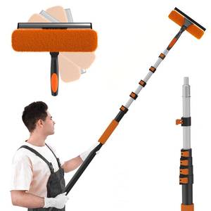 lot 4088 image: SISUPASSIE 30FT Reach Window Squeegee with Extension Pole, 2-in-1 Professional Window Washing Kit for Home, Indoor Outdoor Squeegee with Rotatable Head for High Windows Retail- $67