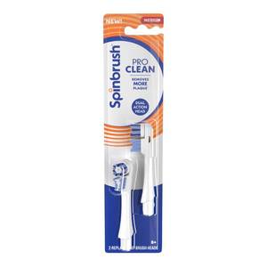 lot 4125 image: Spinbrush PRO Clean Replacement Heads, Electric Toothbrush Refills, Medium Bristles, 2 Count
