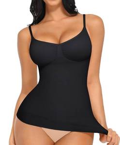lot 4127 image: FeelinGirl Tummy Control Shapewear Compression Tank Tops Seamless Camisoles for Women for Under Clothes Black S