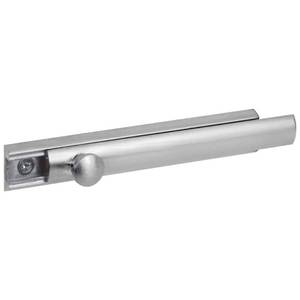 lot 4142 image: Surface Bolt  4 in.  Solid Brass Construction  Satin Nickel Finish