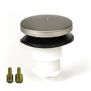 lot 4150 image: Toe Touch (Tip Toe, Foot Actuated) Bath TubBathtub Drain Stopper Includes 38 and 516 Fittings Brushed Nickel