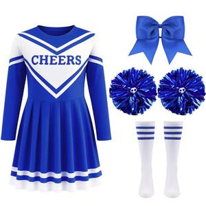 lot 4157 image: Haysandy Girls Cheerleader Costume Outfit Set Fancy Dress for Halloween Birthday Party(9 to 10 Years Old,Blue)