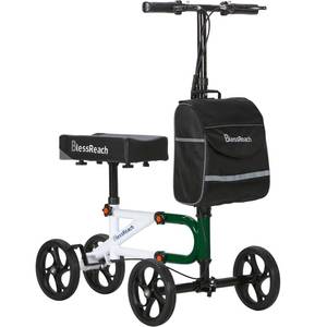 lot 4173 image: BlessReach Knee Scooter Steerable Knee Walker for Foot Injuries Compact Crutch Alternative with Dual Braking System (Green) Retail- $100