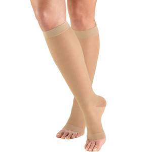 lot 1778 image: Truform Sheer Compression Stockings, 15-20 mmHg, Womens Knee High Length, Open Toe, 20 Denier, Nude, Large