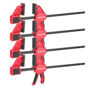 lot 1799 image: HANSOM Upgraded 4-Pack 24 Inch Woodworking Clamps,Bar Clamps Heavy Duty 350LBS Throat Depth 3-13,One-Handed Quick GripSpreader Wood Clamps Set with Quick Change Button, Retail $99