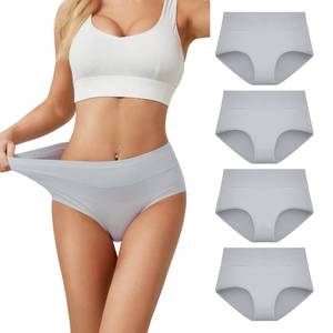 lot 1801 image: SERISIMPLE Viscose Bamboo Women Luxury Underwear Silky Comfy Ultra Soft Briefs Breathable Stretch High&Mid Waist Panties 4 pack (XL, High-Grey)