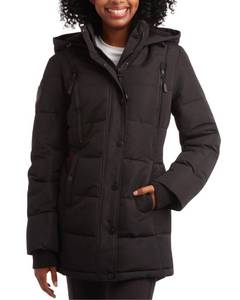 lot 1817 image: CANADA WEATHER GEAR Womens Winter Coat Full Length Quilted Puffer Parka Plus Size Heavyweight Maxi Jacket for Women, Size Large, Black 2, Retail $68