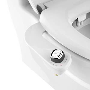 lot 1837 image: Bio Bidet SlimEdge Bidet Attachment for Toilet, Non Electric, Dual Nozzles for Front and Rear Cold Water Wash, Adjustable Water Pressure, White, Retail $40