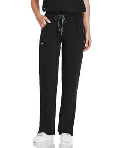 lot 1840 image: COMENII Scrubs for Women, Knit Yoga Waistband Straight Leg Cargo Pants, Classic Fit Womens Scrubs Pants-P-Black S