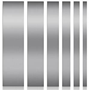 lot 1861 image: 6 Pcs 304 Stainless Steel Strips Stainless Steel Sheet Metal Finishing Sheet Metal Gap Filler Trim Strip for Kitchen DIY Craft 30 Inch Long, 0.04 Inch Thick(12, 1, 1.5, 2, 3, 4 Inch Wide), Retail $48