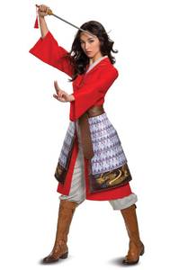 lot 1879 image: Disney Mulan Hero Dress Deluxe Adult Costume, Red, Medium (8-10)