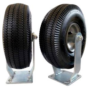 lot 1888 image: 2-Rigid 10 Pneumatic Caster Black Rubber Wheel - 800 lbs. Capacity, Retail $54