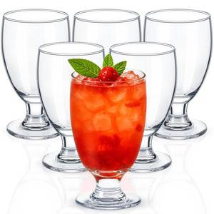 lot 4301 image: Patelai Set of 6 Clear Glasses 10.5 oz Water Goblet Glass Stemmed Water Glasses for Juice Wine Beer Tea Milk Cold Beverages Drinks Dishwasher Safe - Retail $40