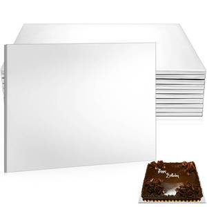 lot 4324 image: Affrolling 10 Pack 18.5 x 26 Inch Full Sheet Rectangle Cake Drum Board 12 Inch Thick Rectangular Cake Board Greaseproof Foil Corrugated Base for Desserts Display, Silver - Retail $68