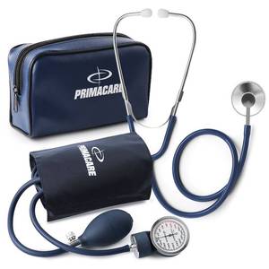 lot 4343 image: Primacare DS-9197-BL Professional Classic Series Manual Adult Size Blood Pressure Kit, Emergency Bp kit with Stethoscope and Portable Leatherette Case, Nylon Cuff, Blue