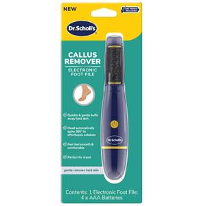 lot 4351 image: Dr. Scholls Callus Remover Electronic Foot File, Electric Hard Skin Removal for Feet, Effortless Soft Smooth Skin in Minutes, Perfect for Travel, for Women & Men, AAA Batteries Included