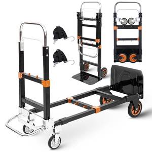 lot 4366 image: Upgraded 3 in 1 Folding Hand Truck, 500lbs Capacity Heavy Duty Convertible Dolly cart with Rubber Wheels, Collapsible Hand Truck Foldable with Telescopic Handle, Trolley for Moving, Office, Warehouse Retail $65