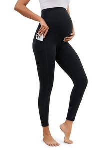 lot 4378 image: SEVEGO Tall Womens Long 32 Inseam Maternity Leggings Over The Belly Pregnancy Yoga Pants Active Wear Workout Leggings, Black, XL