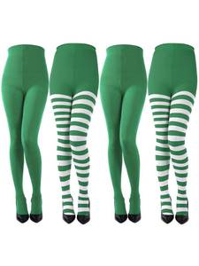 lot 4379 image: Sumind 4 Pairs Striped Tights Full Length Tights Thigh High Stocking, Medium