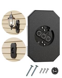 lot 4387 image: Siding Light Mounting Block, 8141DBL Black Outdoor Mounting Plate kit with Built-in Electrical Box, Vinyl Siding Block for 12 inch Double, 1 Pack