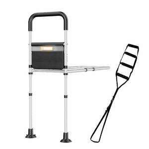 lot 4406 image: Bed Rails for Elderly Adults Safety,ASTM Approved Adjustable Bed Assist Rails For Seniors,Anti-Slip Ergonomic Handle,440lb Weight Capacity,Comes with storage bag,Night sensor light &amp Bed Ladder Assist - $38