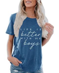 lot 4428 image: IRISGOD Womens Mom Shirt Summer Funny Short Sleeve Mommy Graphic Tees T-Shirts XL
