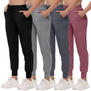 lot 4430 image: CAMPSNAIL 4 Pack Joggers for Women - Sweatpants with Pockets Lightweight Comfy Yoga Pants for Workout Travel Lounge Large