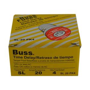 lot 4433 image: Bussmann SL-20PK4 20 Amp Time Delay Loaded Link Rejection Base Plug Fuse, 125V UL Listed, 4-Pack