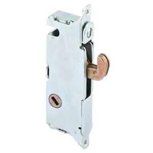 lot 4435 image: Prime-Line E 2014 Mortise Lock - Adjustable, Spring-Loaded Hook Latch Projection for Sliding Patio Doors Constructed of Wood, Aluminum and Vinyl, 3-1116 In., 45� Keyway, Round Face (Single Pack)