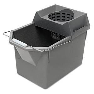 lot 4437 image: Rubbermaid Commercial Products, 15-Quart Lightweght PailMop Bucket with Mop StrainerWringer Combo, Gray, Heavy Duty MoppingCleaning for ProfessionalJanitorial Use