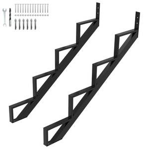 lot 4439 image: Toriexon Steel Stair Step Riser 2 Pack, 4-Step Steel Stair Stringer, One Step Stair Stringer for Outdoor Steps and Outdoor Stairs Retail- $63