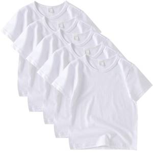 lot 4448 image: Comche 5 Pack Kids T-Shirt Cotton Short Sleeve Tee Shirts for Unisex Boys and Girls Toddler Summer Crew Neck Tops White 3-4T