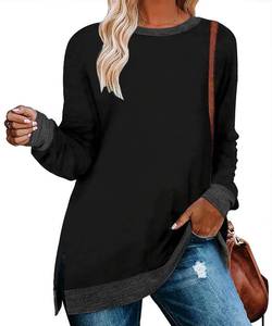 lot 4453 image: WELINCO Womens Crewneck Sweatshirts Color Block Long Sleeve Sweatershirt Tunic Tops (Black XX-Large)