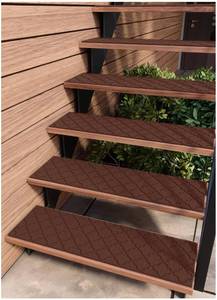 lot 4464 image: FINEHOUS Outdoor Stair Treads Non-Slip 42x10 (6-Pack) Carpet Treads with Rubber Backing Moroccan Brown