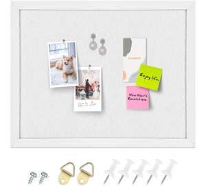 lot 2887 image: Pack of 4 Cork Board Bulletin Board, White Frame Cork Boards for Walls - Retail $0