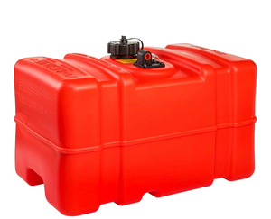 lot 2888 image: Scepter 12 Gallon Portable Marine Gas Can, Large Capacity Boat Fuel Tank, 2-Way Vented Cap, Built-In Fuel Gauge & Pick-Up, Handles, EPA & CARB Compliant, Tall Profile, 22.9L x 14.3W x 13.9H (used) - Retail $0