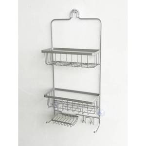 lot 2896 image: Bathroom Shower Caddy Brushed Nickel - Threshold�� Rust-Resistant Hanging Organizer, Storage Shelf, PVC & Steel - Retail $39